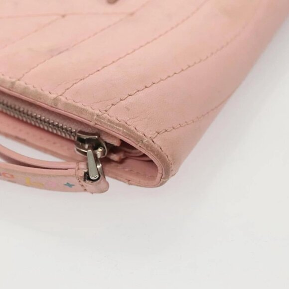 LOUIS VUITTON New Wave Zipto Compact Wallet Leather Pink M63791 LV Auth - Picture 9 of 13